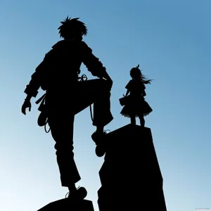 Black Silhouette Art: Men in Statue Competition