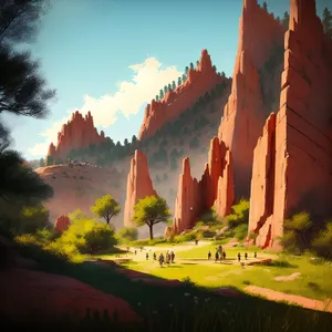 Scenic Canyon Valley Landscape With Majestic Mountains
