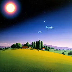 Serene Sunset Over Rural Meadow