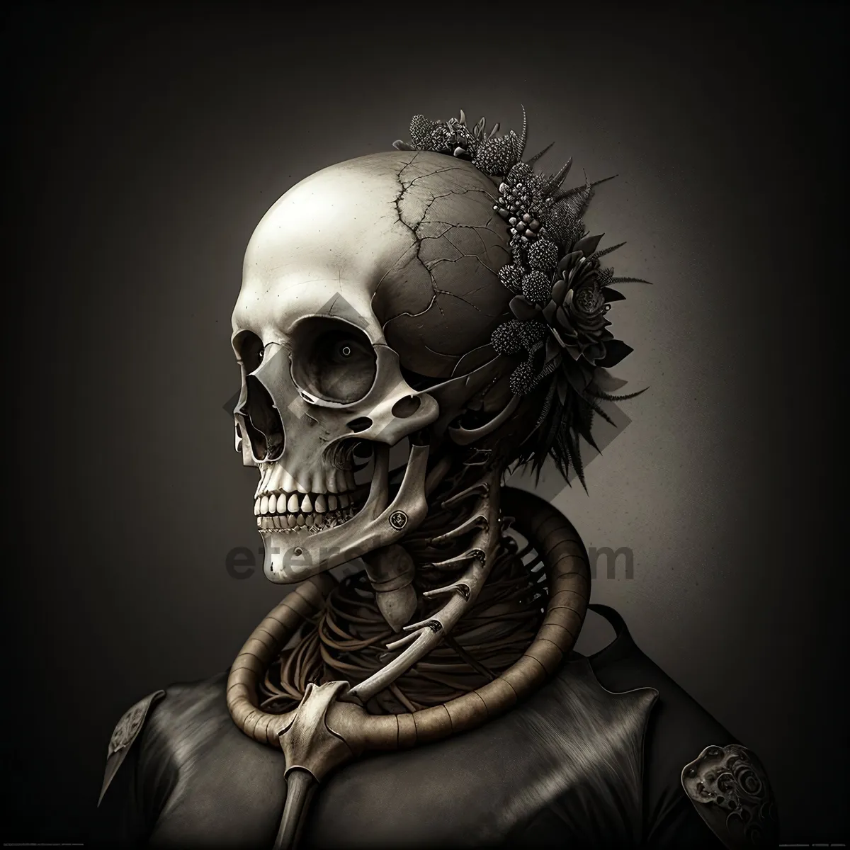 Picture of Spooky Anatomy: Terrifying Skull Mask in Deathly Gaze