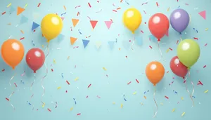 Colorful Birthday Celebration with Balloons and Confetti