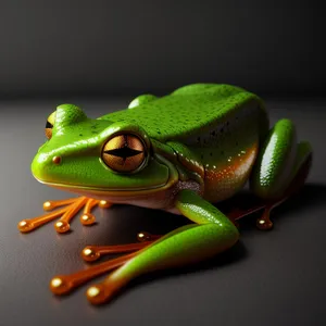 Orange-eyed Tree Frog Peeking Through Leaves