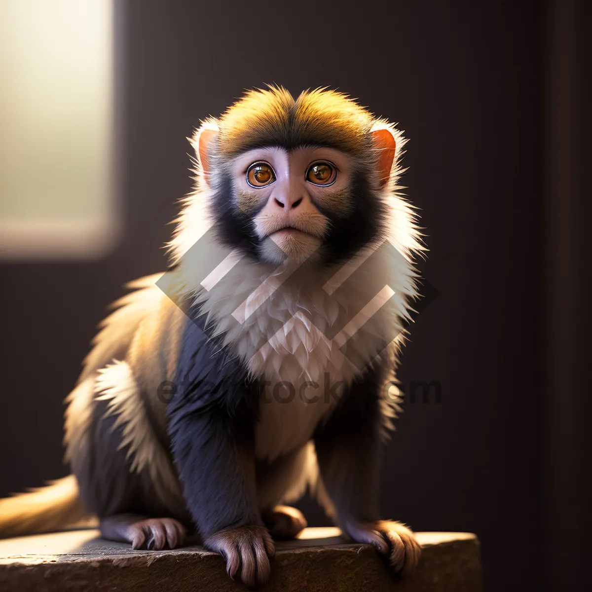 Picture of Wild Primate in Zoo: Majestic Macaque Monkey