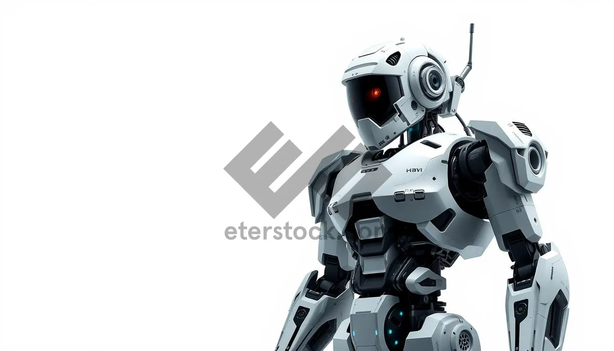 Picture of Futuristic man in chrome automaton with camera lens