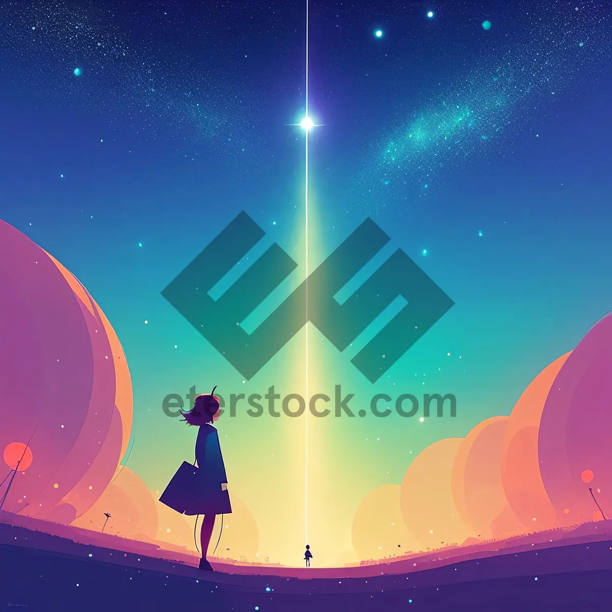 Picture of Starry Night Galaxy Fantasy Art Wallpaper
