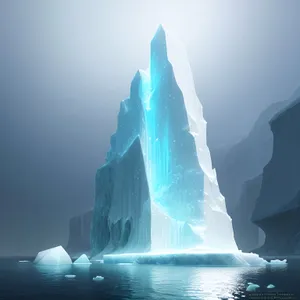 Majestic Glacier Reflection: Awe-inspiring icy landscape meets clear blue sky.