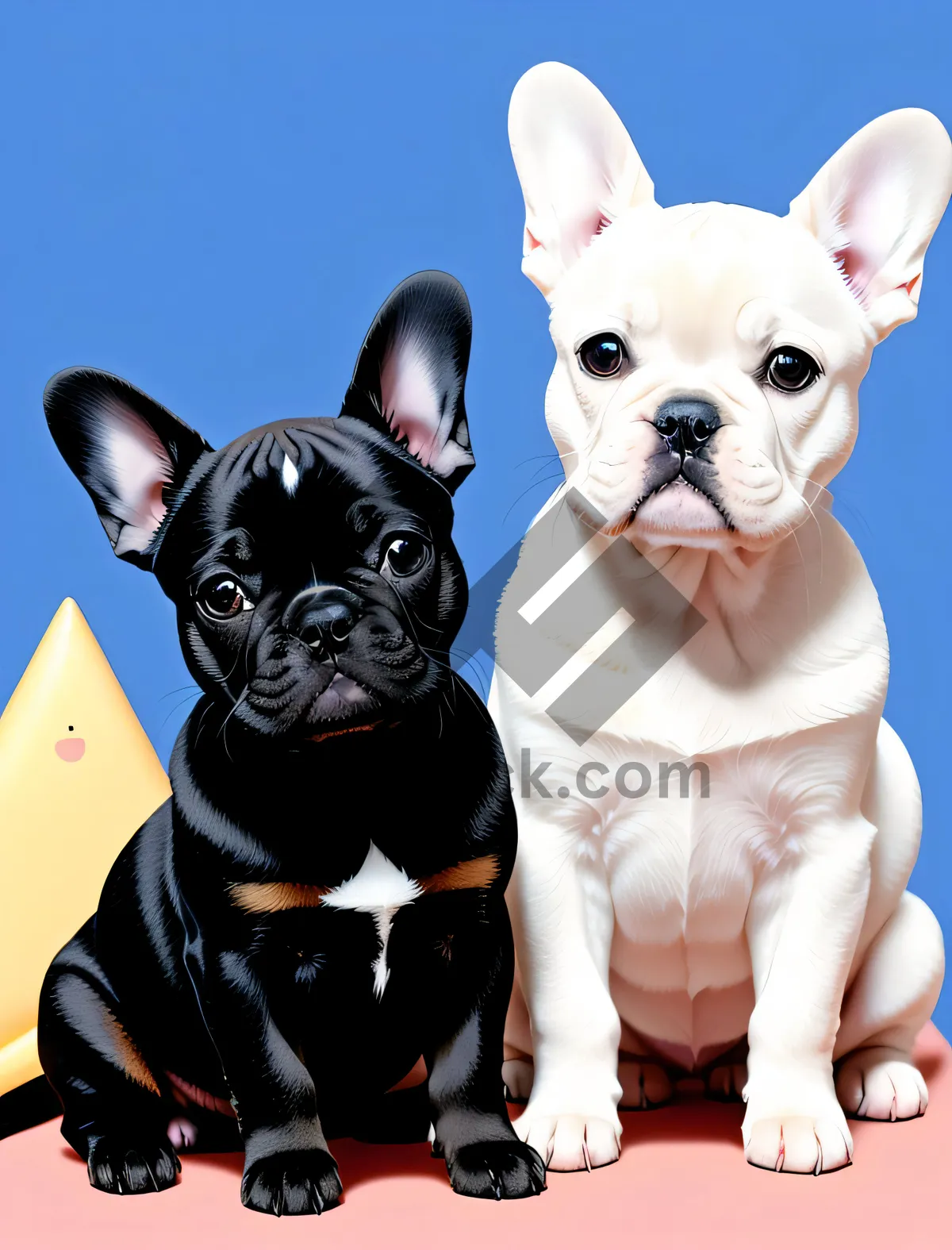 Picture of Cute Wrinkled Bulldog Sitting for Studio Portrait