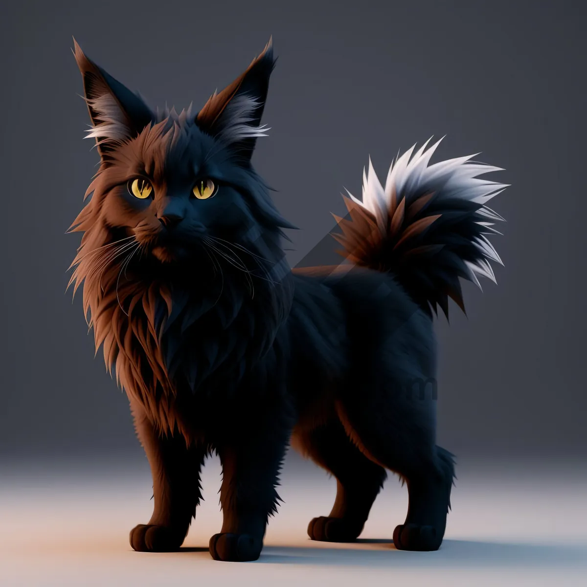 Picture of Fluffy Feline Furball: Adorable Domestic Kitten Gazing with Cute Eyes
