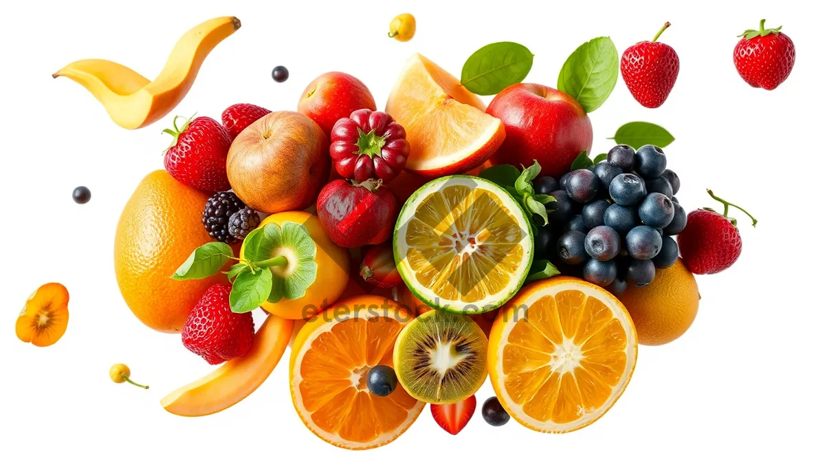 Picture of Assorted Fresh Fruits and Vegetables Display at Market