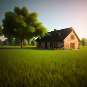 Rural Farmstead under Sunny Sky