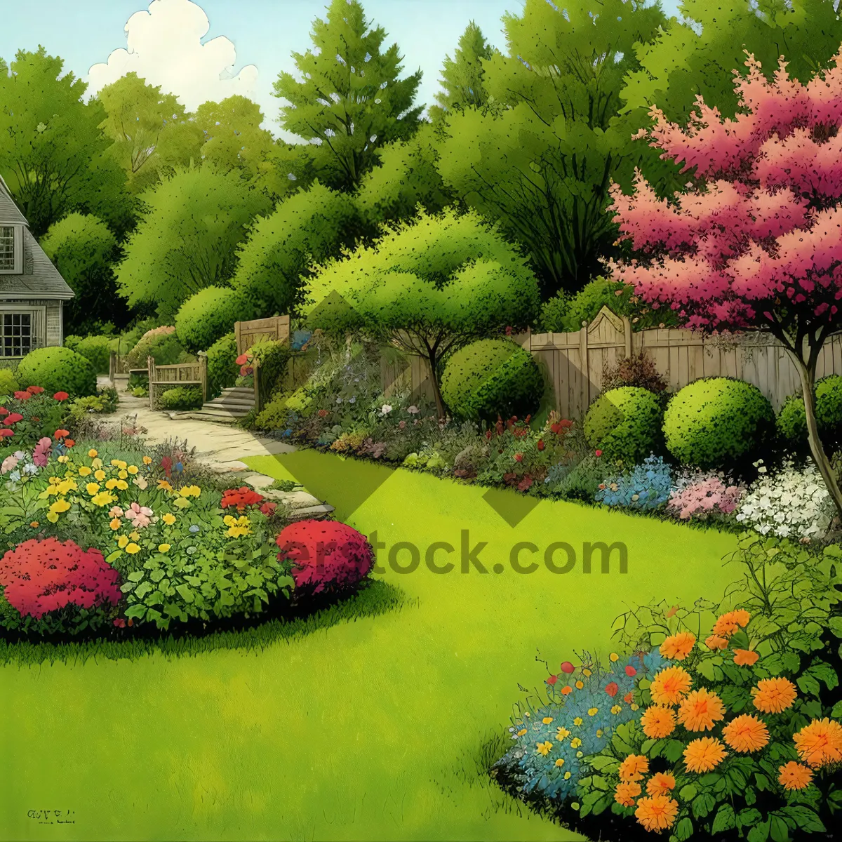 Picture of Bountiful Garden: Blossoming Fruits, Flowers, and Plants