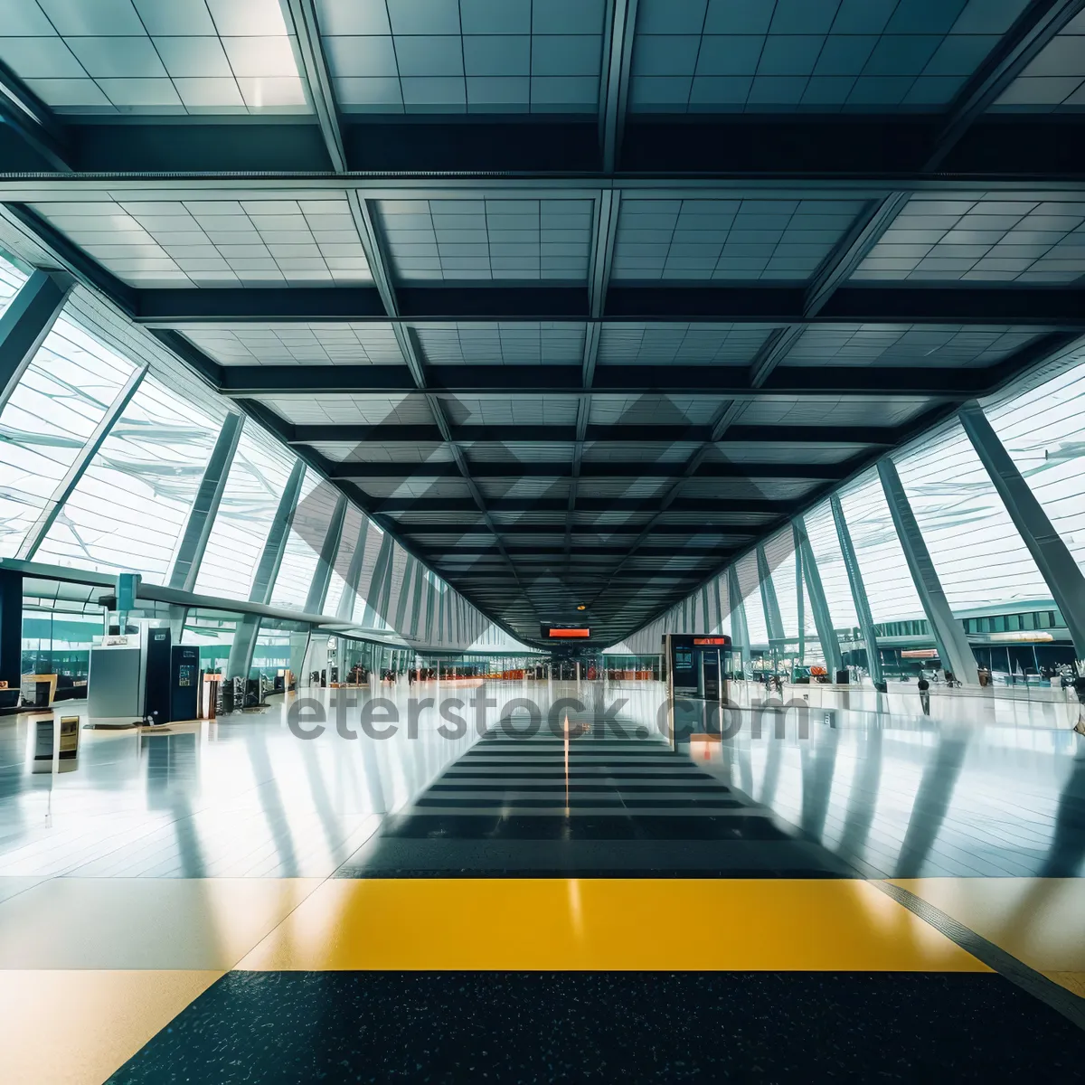 Picture of Modern Steel Escalator in Futuristic Airport Mall