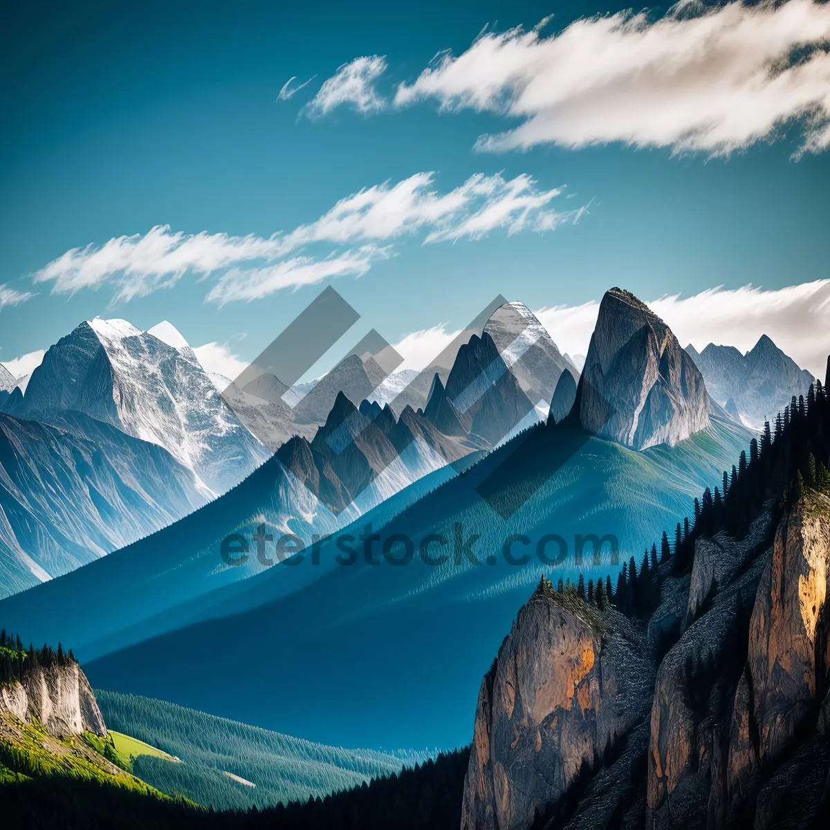 Picture of Snow-capped Mountain Range Reflecting in Crystal Lake