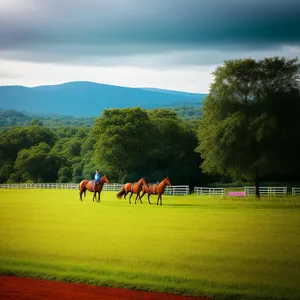 Summer Leisure: Golfing amidst scenic countryside