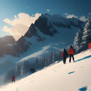 Winter Wonderland: Majestic Snow-Covered Mountain Landscape