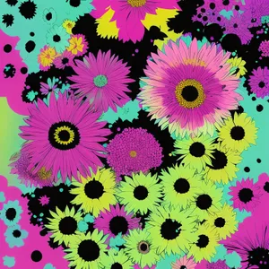 Colorful Floral Pattern with Yellow Daisy