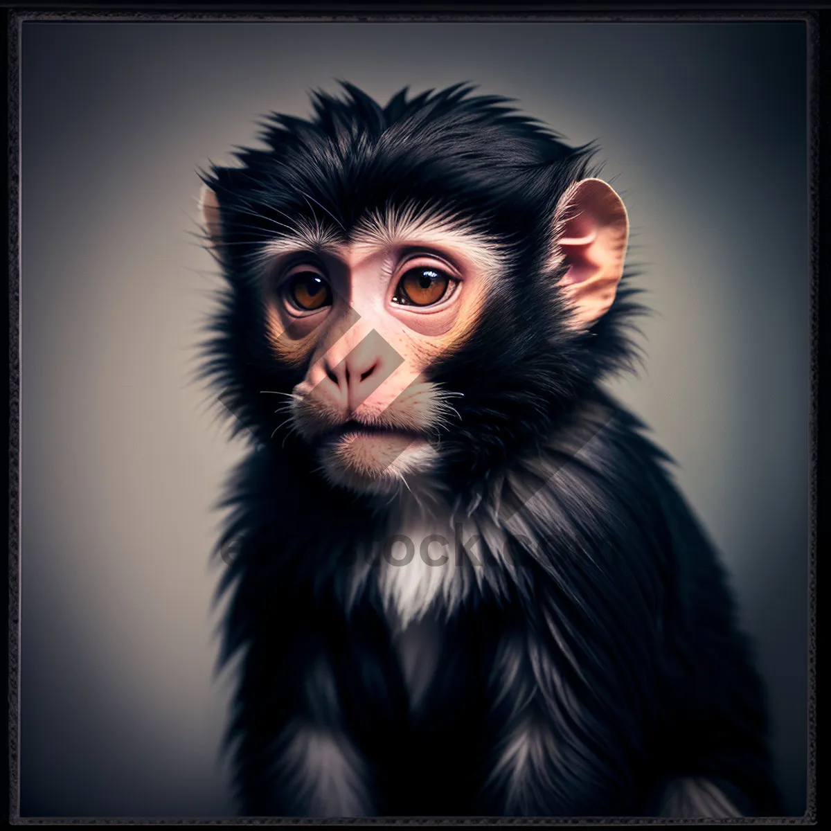 Picture of Adorable Primate Portrait: Curious Black Monkey with Expressive Eyes