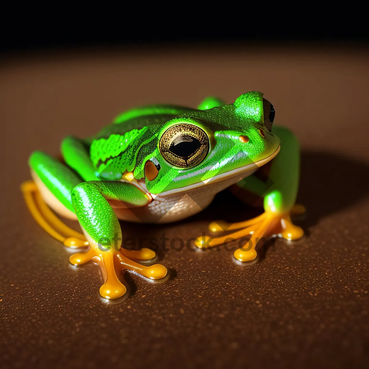 Picture of Vibrant Eyed Leaf Frog Peeking Through Greenery