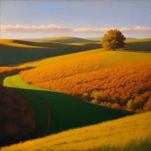 Sunlit Rapeseed Field in the Countryside