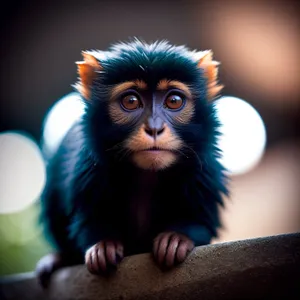 Cute Baby Primate with Furry Face