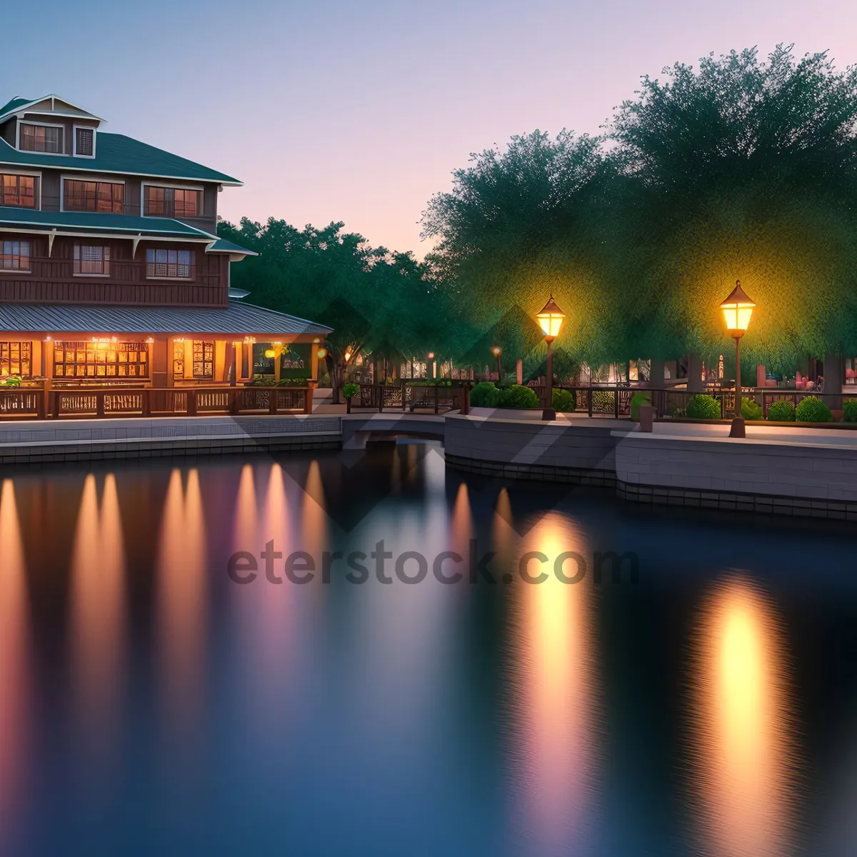 Picture of Stunning Riverfront Palace in Night Skyline