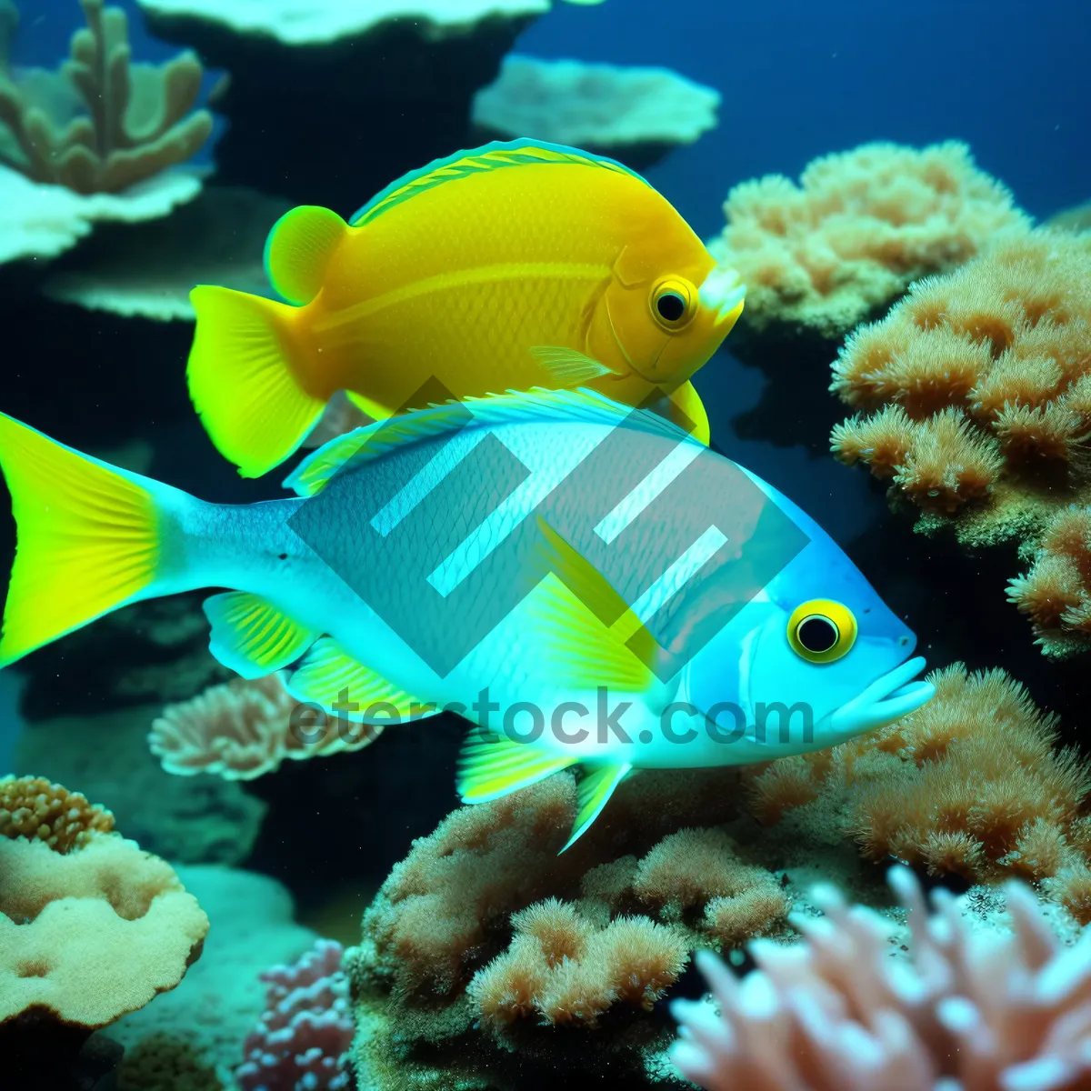 Picture of Colorful Fish Swimming in a Tropical Coral Reef