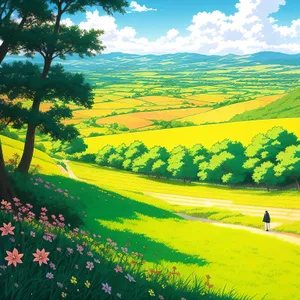 Vibrant Rapeseed Meadow Beneath Clear Sky