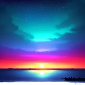 Skyline Sunset over Ocean: Heavenly Horizon