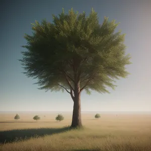 Idyllic Countryside Landscape with Oak Trees and Green Grass