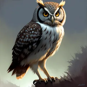 Intense Stare: Majestic Owl with Piercing Yellow Eyes