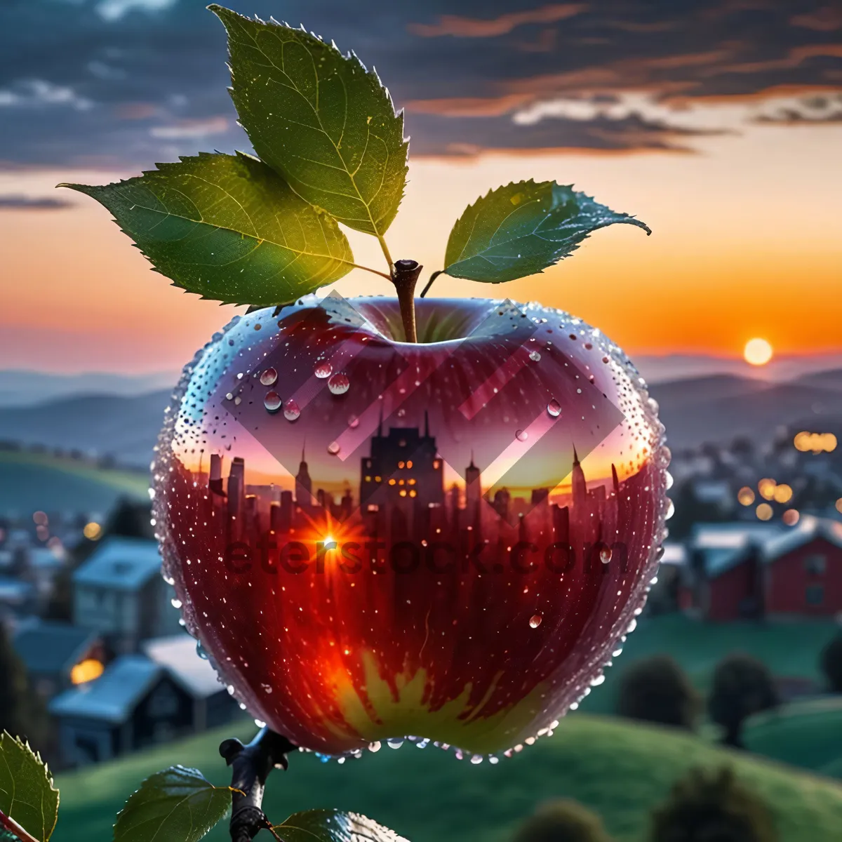 Picture of Festive Winter Fruit Tree Decoration with Apples