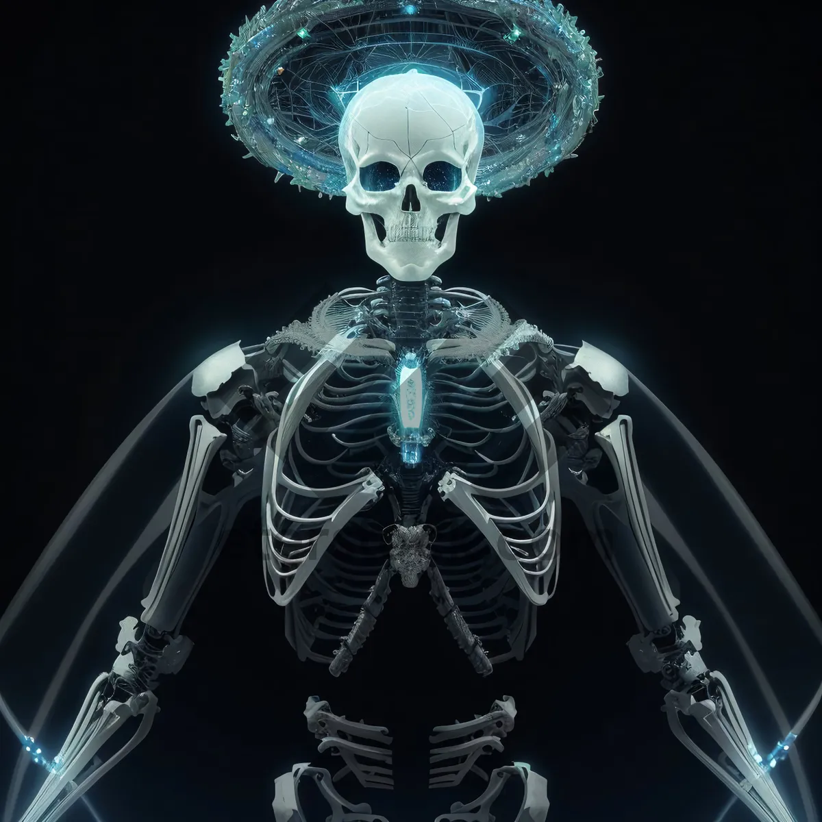 Picture of 3D skeletal anatomy X-ray image of human chest