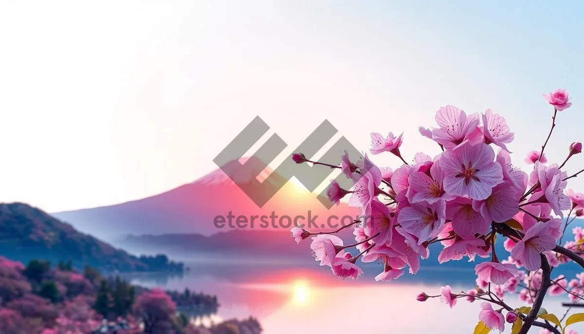 Picture of Japanese Spring Blossoms in Pink and Lilac Florals.