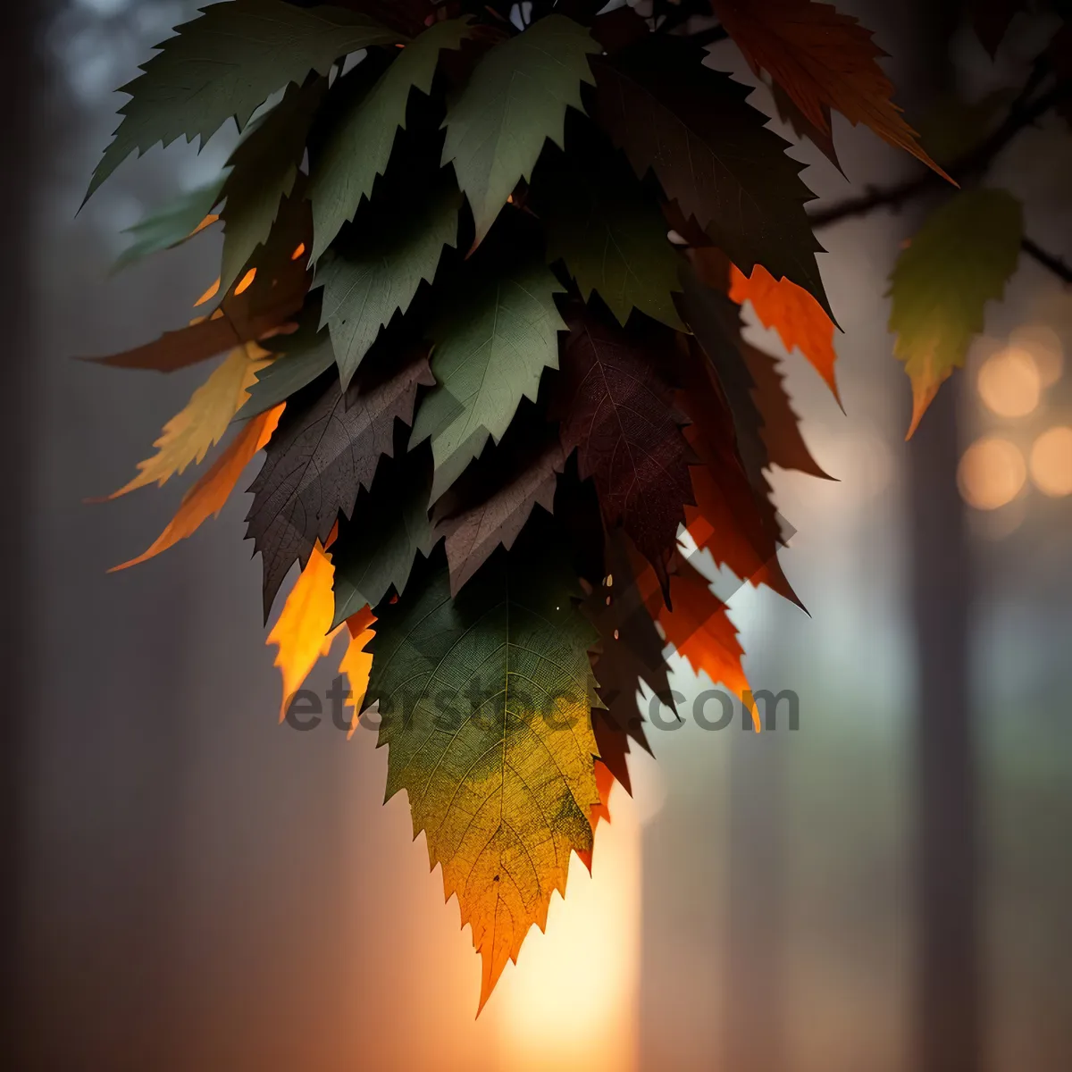 Picture of Vibrant Fall Foliage Under Golden Autumn Sun