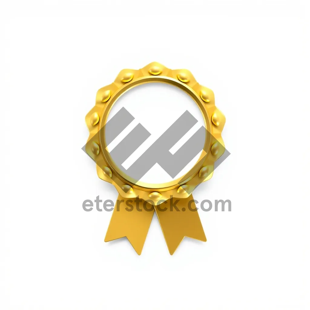 Picture of Golden gear circular symbol decoration with metal frame design.