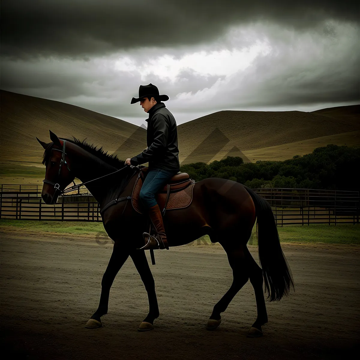 Picture of Equestrian Performance: Majestic Stallion in Saddle