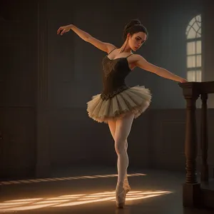 Elegant Ballerina Poses in Attractive Dance Studio