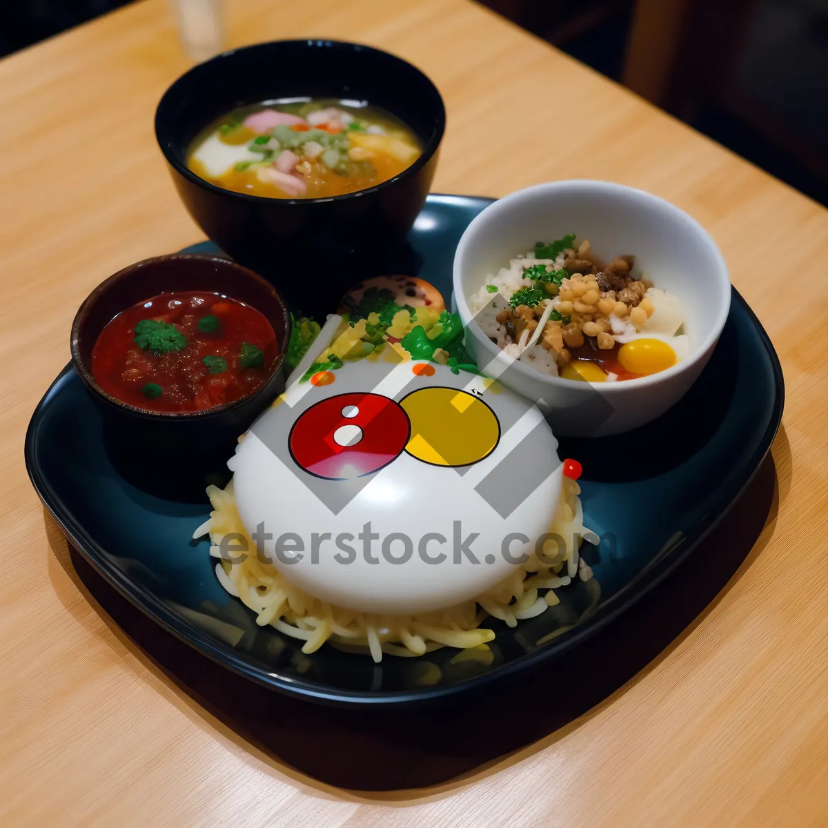 Picture of Gourmet lunch plate with healthy vegetables and meat