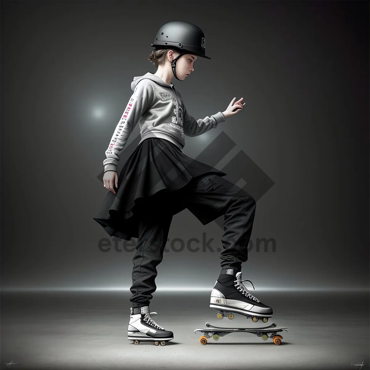 Picture of Skate Man: Dynamic Silhouette of Male Dance Art.