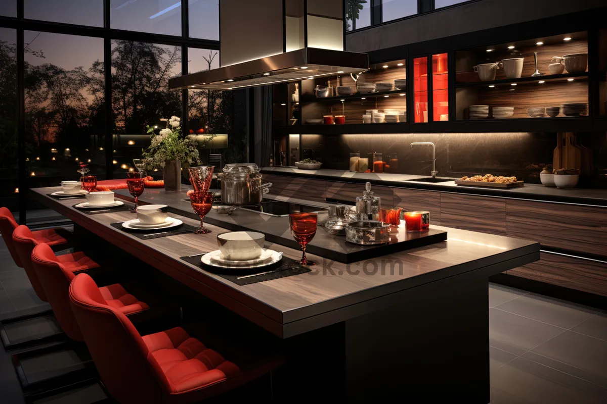 Picture of Modern Luxury Interior Design of Restaurant Kitchen and Dining