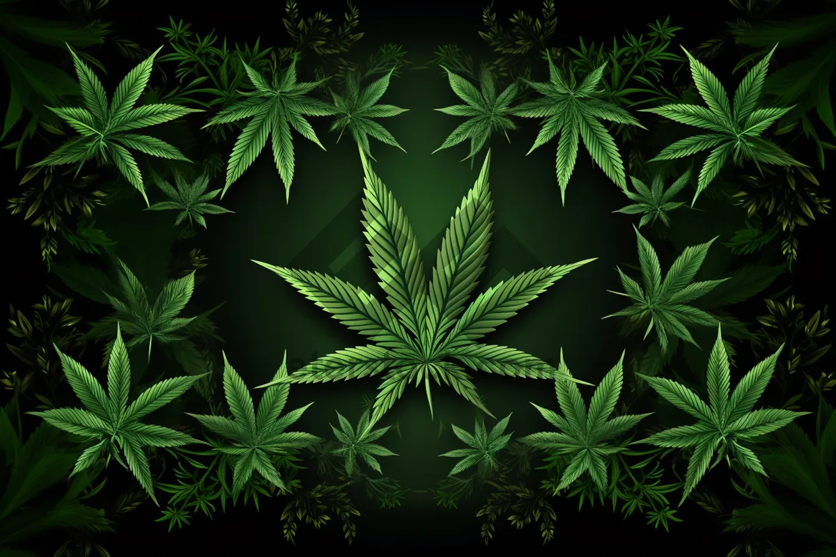 Picture of Patterned cannabis leaf design with woody texture