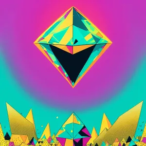 Pyramid Symbolic Art Design: Graphic Icon of Heraldic Gem