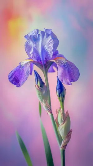 Purple Iris Bloom in Spring Garden