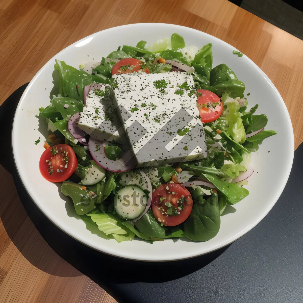 Picture of Gourmet grilled vegetable salad with cheese.