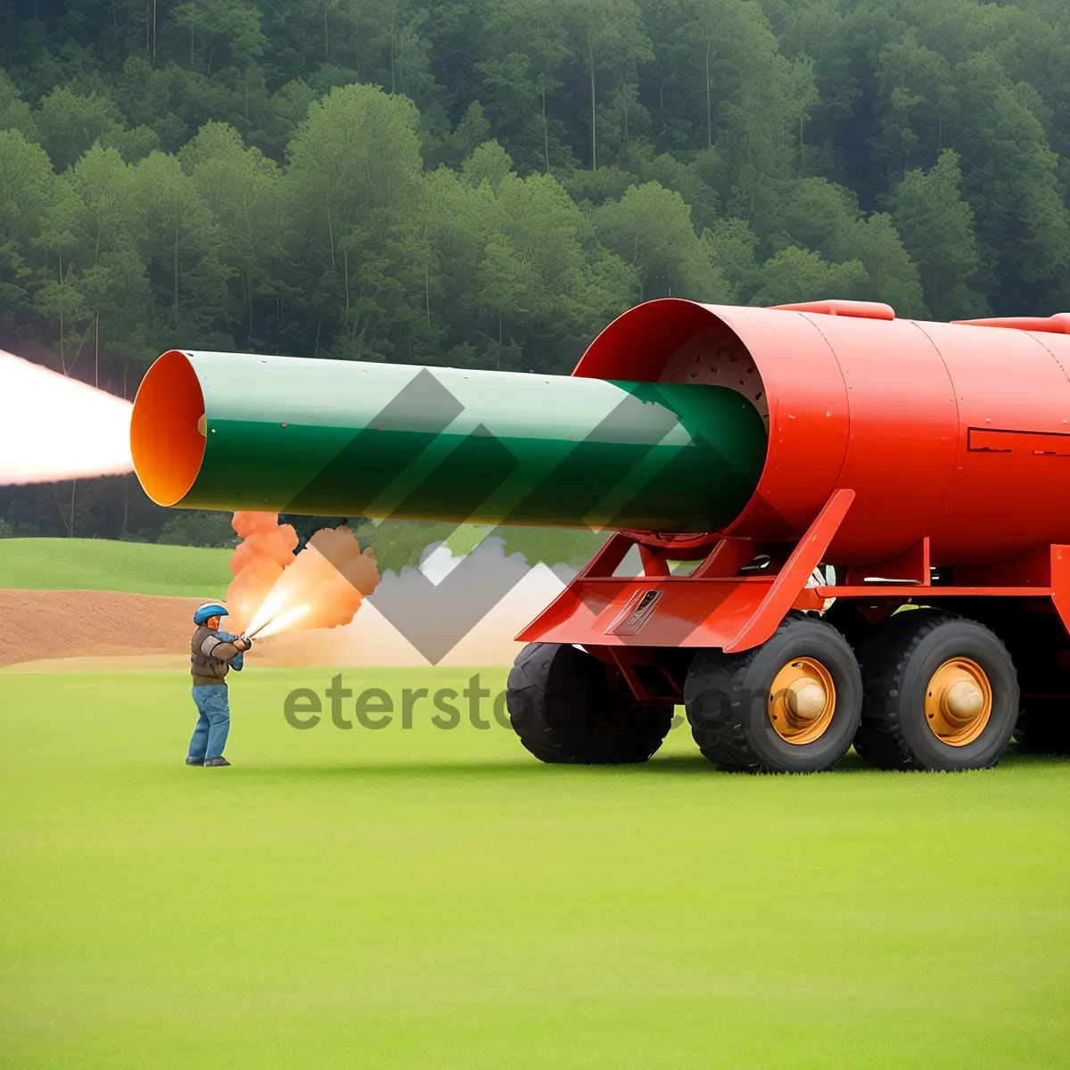 Picture of Skybound Transport: Aircraft Flying over Grass Field