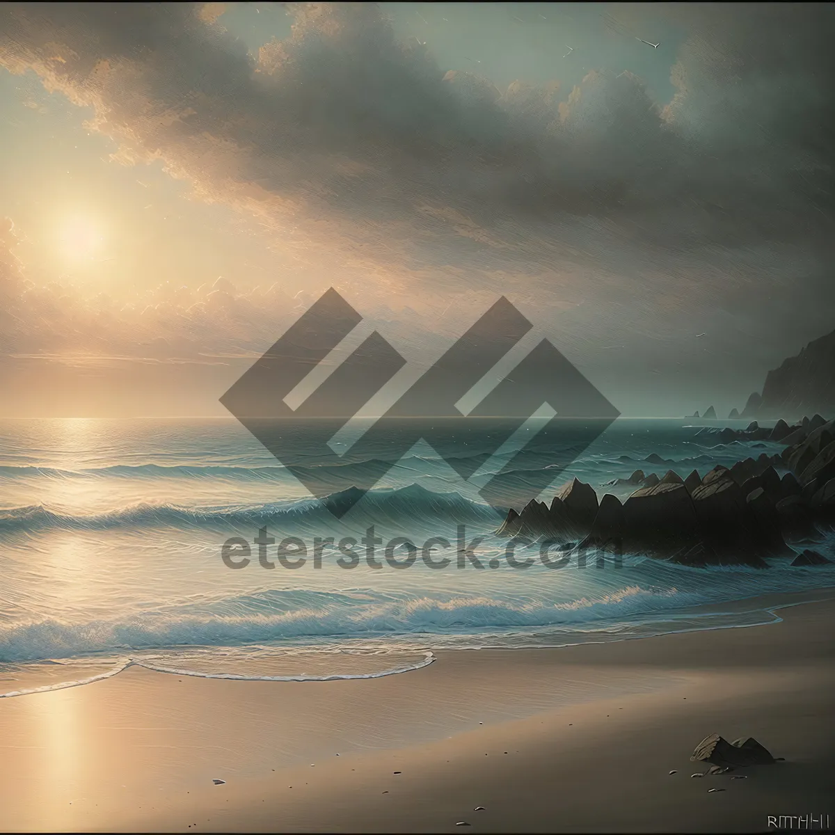 Picture of Tropical Paradise: Coastal Tranquility with Sun, Sand, and Waves