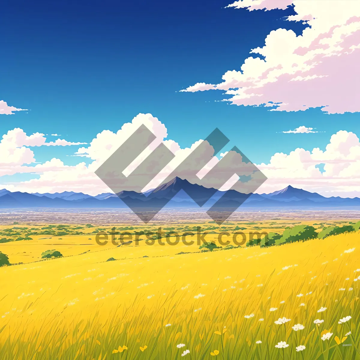 Picture of Vibrant countryside meadow under sunny skies