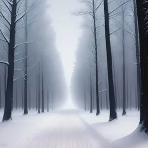 Winter Wonderland: Serene snowy forest scene with frozen trees