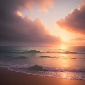 Golden Sunset Over the Ocean
