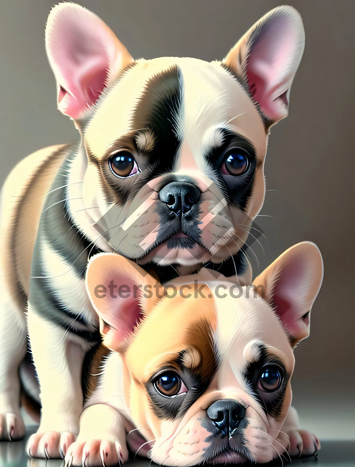 Picture of Cute Wrinkled Terrier Puppy Sitting in Studio